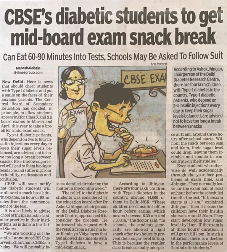 CBSE’s diabetic students to get mid-board exam snack break
